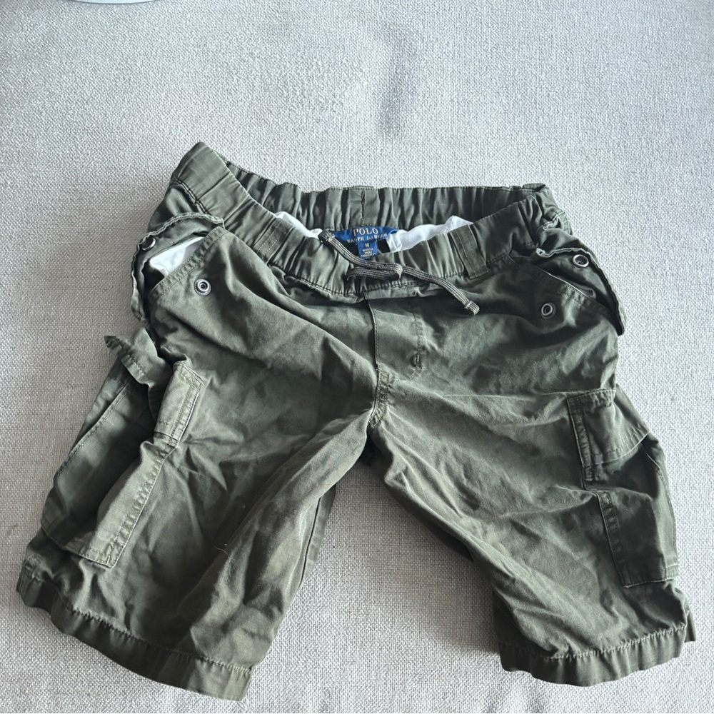 16 Kids Polo Ralph Lauren forest green cargo shorts